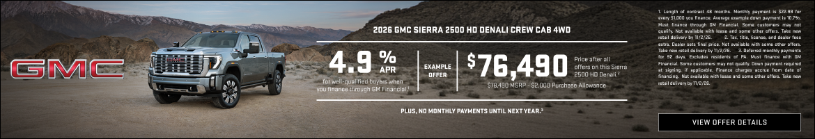 4.9% APR for well-qualified buyers when you finance through GM Financial.1

Plus,
Example offer:
...